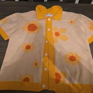 Men's Yellow Floral Button Down Shirt